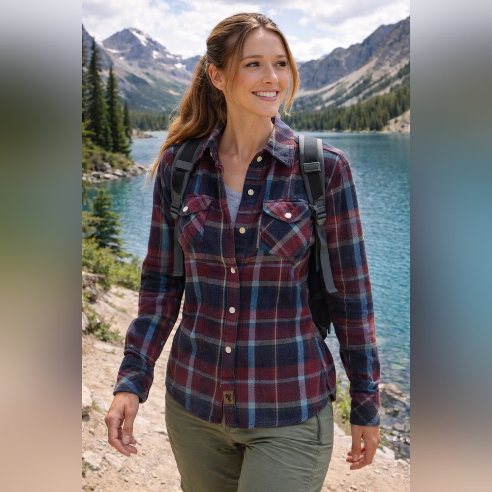 Legendary Whitetails Plaid Flannel Shirt W Large Red Blue Outdoor Button Down